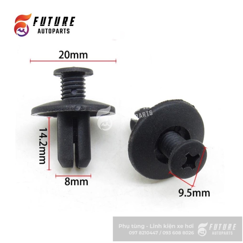 Bộ 500 chiếc vít nhựa, chốt nở nhựa 8mm  - Future Autoparts
