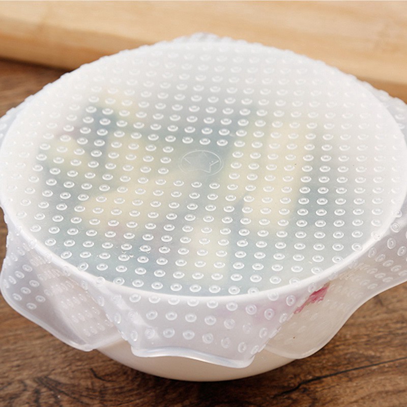 Set 4 tấm màng Silicone bọc kéo căng đậy giữ tươi sạch cho thực phẩm đồ ăn