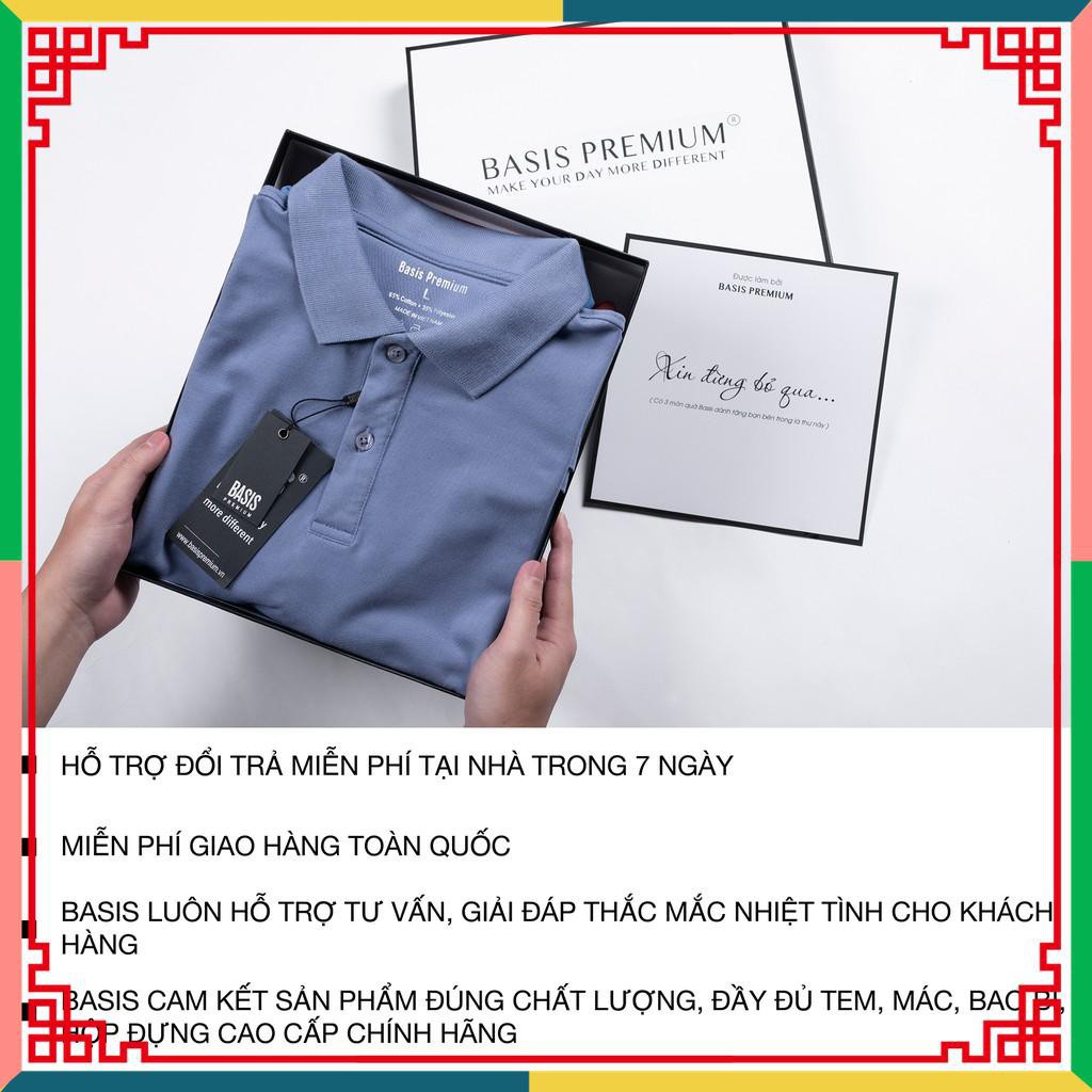 Áo thun nam có cổ polo cao cấp, màu kem nâu tanin phối viền sang trọng | BigBuy360 - bigbuy360.vn