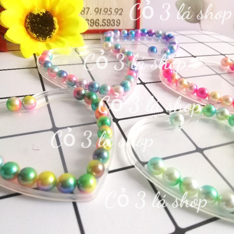 Set 20 hạt ngọc trai giả loang màu KHÔNG ĐỤC LỖ, size 8mm (0,8cm),phụ kiện chụp ảnh