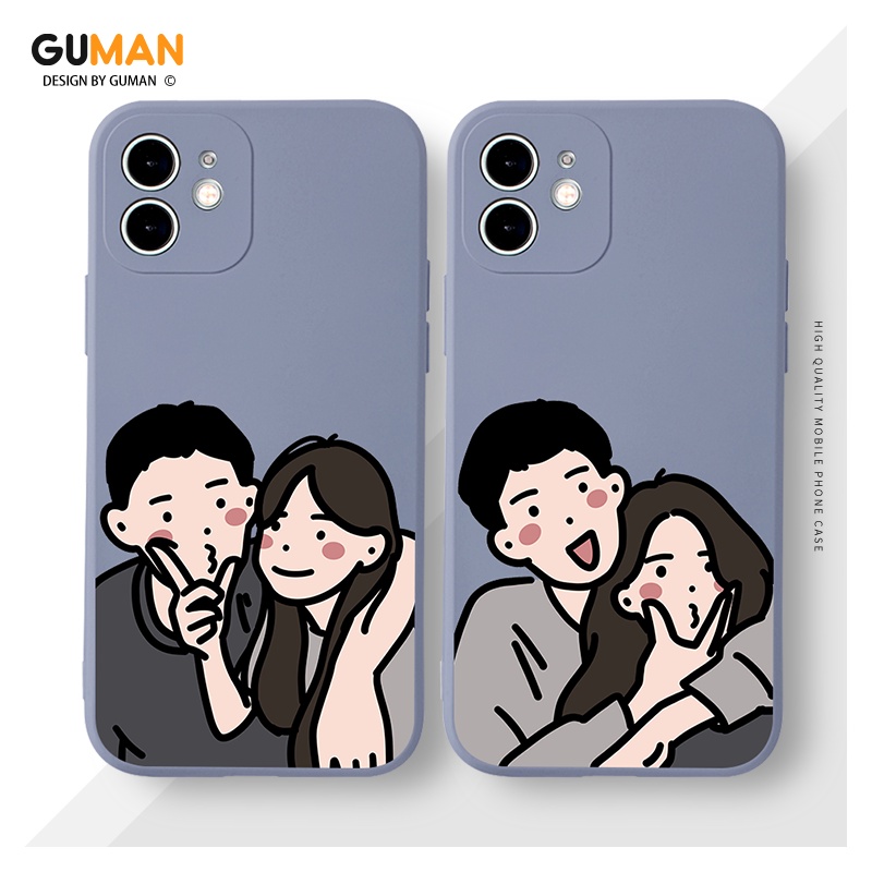 Ốp lưng GUMAN silicon mềm chống bẩn viền vuông ngộ nghĩnh nam nữ hoạt hình cặp đôi dễ thương đẹp cho IPHONE 14 13 12 11 PRO MAX SE 2020 X XR XS ip 8 7 6 6S PLUS kute XYM551
