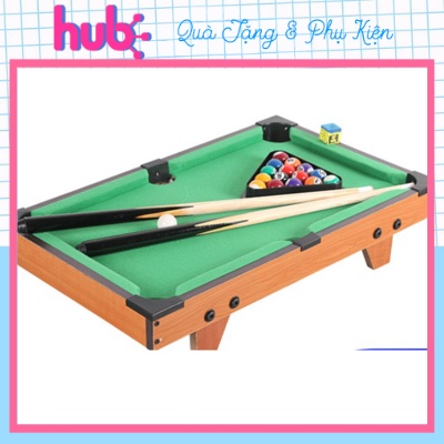 Bi A Mini Gỗ - Mặt bàn Vải Nỉ - Kích thước 51*31*10cm - 16 bi đánh số + 2 Gậy + 1 Tẩy
