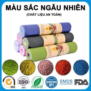 Thảm tập yoga TPE 2 lớp dày 6mm - Thảm tập Gym chống trơn trượt và không thấm hút mồ hôi ( Mua 2 chiếc tặng túi đựng)