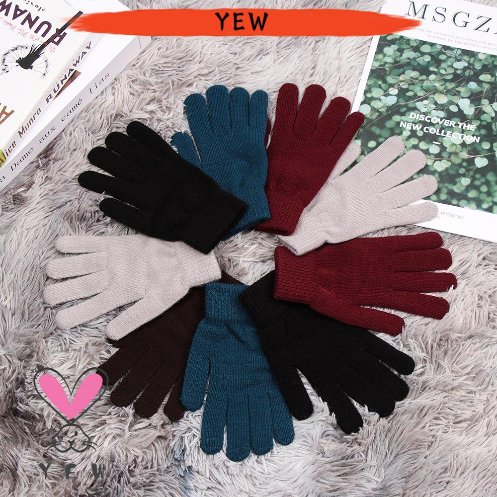 Găng Tay Len Dệt Kim Dày Dặn Giữ Ấm Mùa Đông Cho Nữ