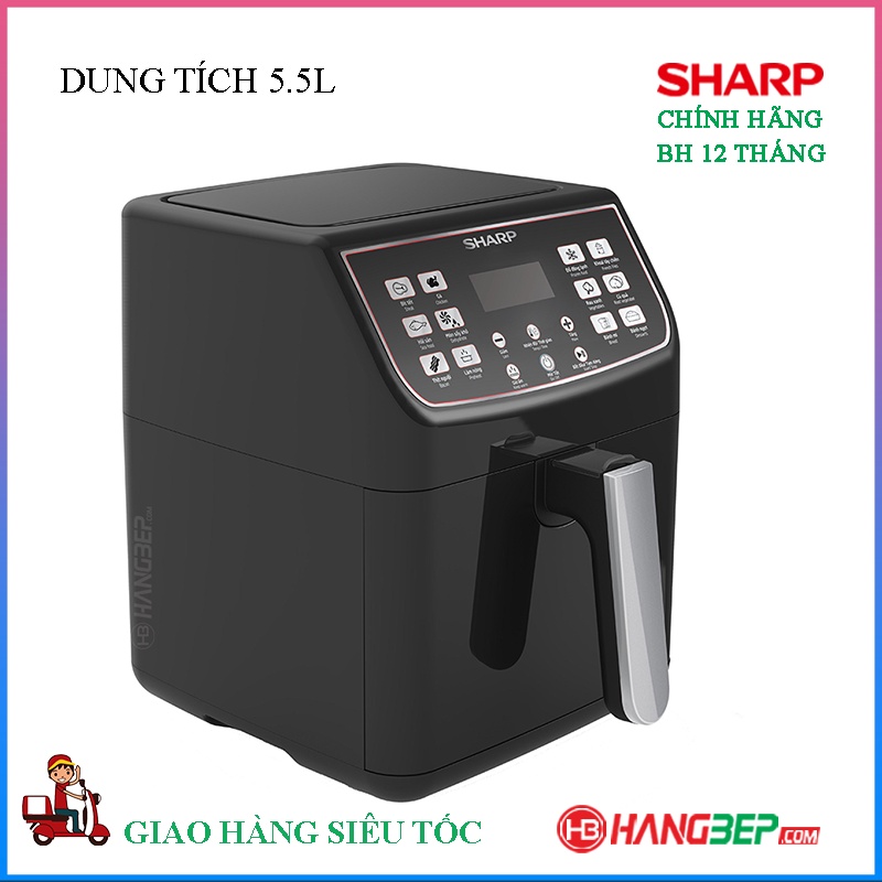 [Mã ELHADEV giảm 4% đơn 300K] Nồi chiên không dầu Sharp 5.5 lít KF-AF55EV-BK