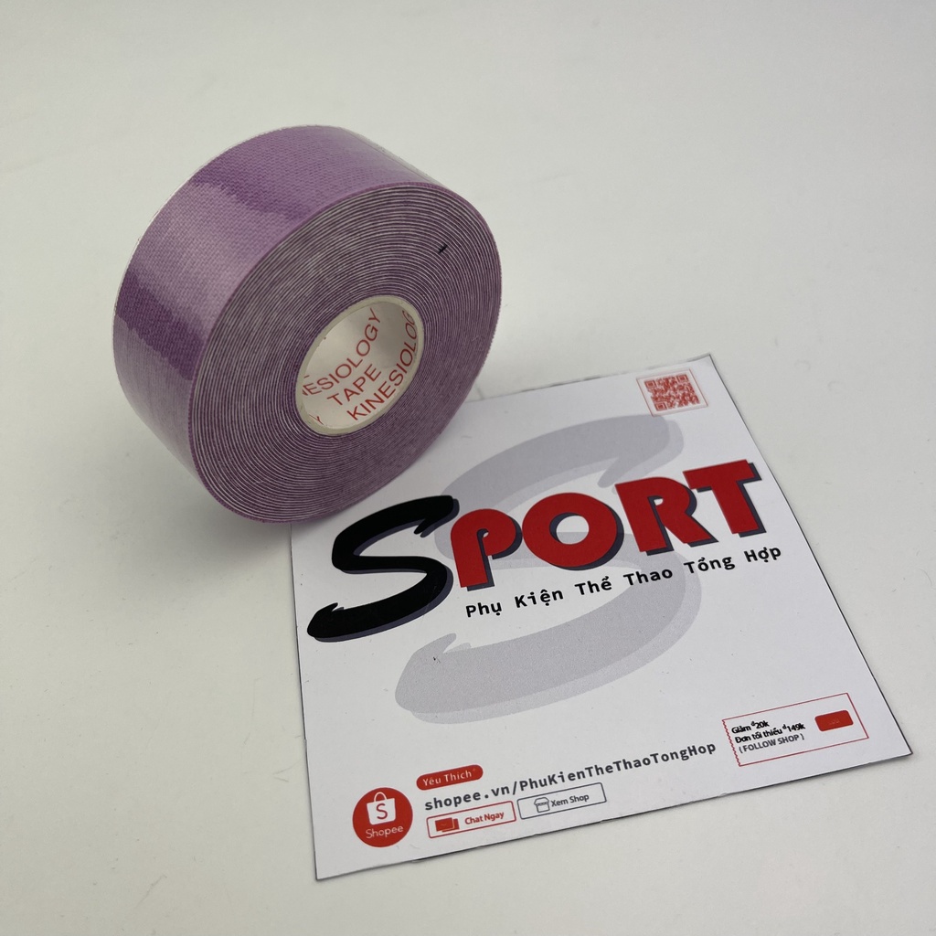 【Kinesiology Tape】 Xanh Lá 2.5cm x 5m, Băng Keo Vải Thể Thao, Băng Keo Dán Cơ, Băng Keo Thể Thao Giảm Chấn Thương - Tím