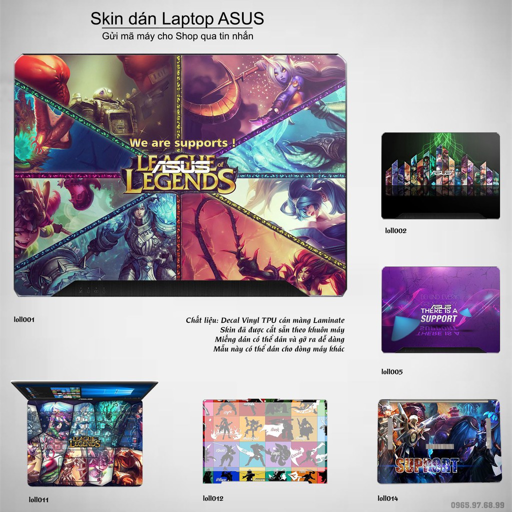 Skin dán Laptop Asus in hình Liên Minh Huyền Thoại (inbox mã máy cho Shop)