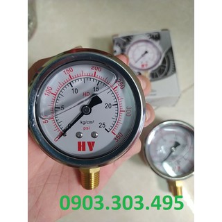 Đồng hồ đo áp suất hơi, khí nén mặt 63mm dầu