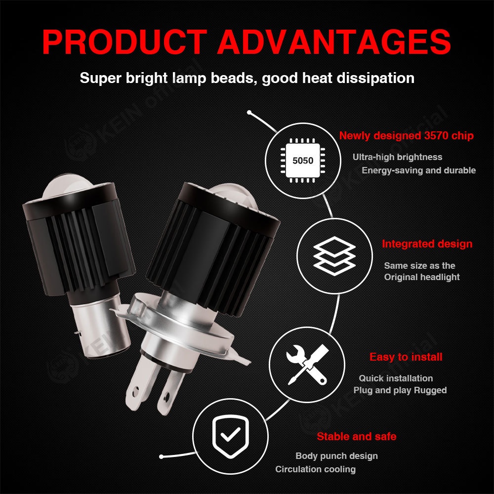 KEIN Bóng Đèn Pha H4 Led H6 BA20D HS1 2022 Cho Xe Máy