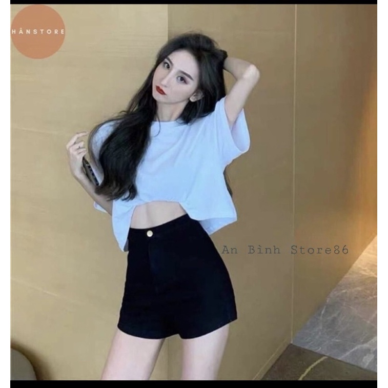 QUẦN SOOC JEAN GẬP GẤU MÀU XANH ĐEN CHO NỮ