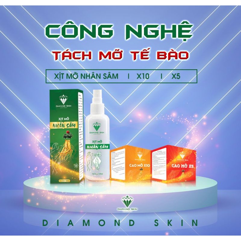 4 Chai Xịt Tan Mỡ Nhân Sâm Diamond Skin tặng 2 cao tách mỡ x10