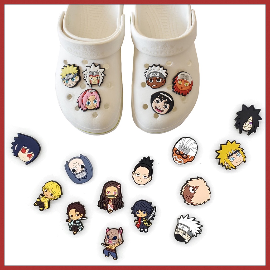 Tự làm Bùa giày Crocs jibbitz Phim hoạt hình Nhật Bản Anime Naruto, Quỷ Slayer Blade Trang trí giày