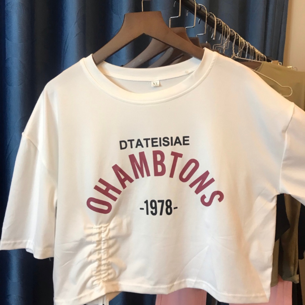 Áo croptop nữ tay ngắn chất liệu cotton co dãn mềm mại phong cách Hàn Quốc cá tính hai màu đen trắng
