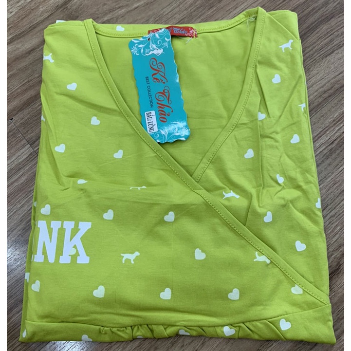 [40-65KG] Đồ bộ bầu cotton lửng mặc nhà và cho bé ty vải thun cotton lạnh thoáng mát dễ chịu co dãn nhiều không xù