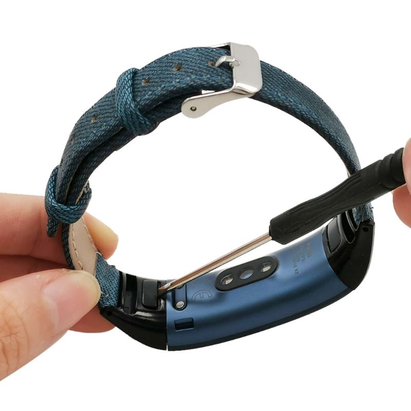 Dây Đeo Thay Thế Chất Liệu Da Phối Denim Cho Huawei Honor Band 5 / 4 Lidu1