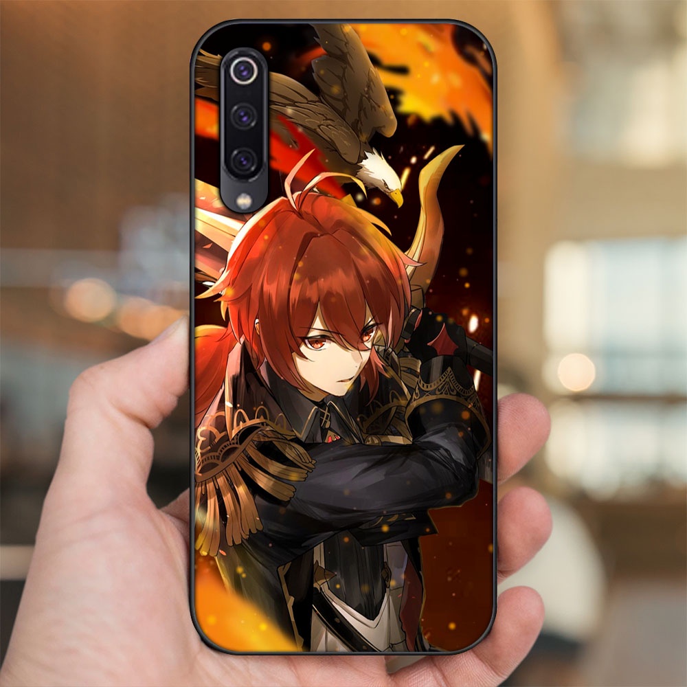 Ốp lưng Xiaomi Mi 9, Mi 9 SE viền đen in hình Diluc Genshin Impact
