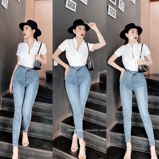 Quần jean cạp cao chất mát