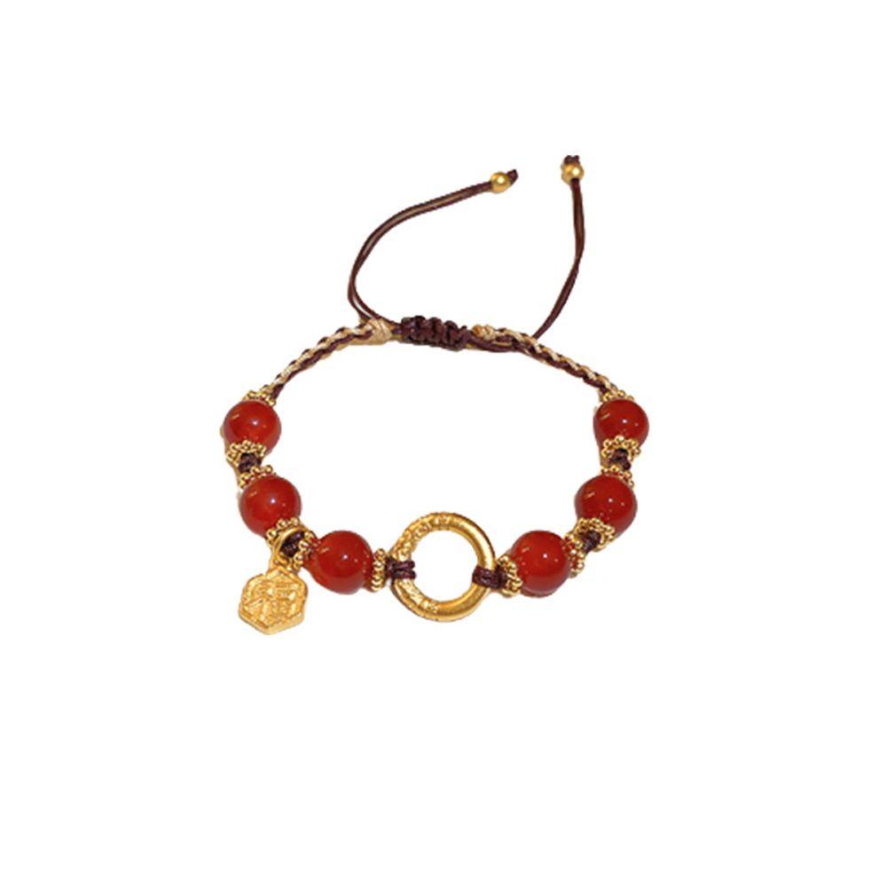 Vòng Tay Xỏ Hạt Đỏ May Mắn Phong Cách Trung Hoa Cổ Điển Cho Nữ