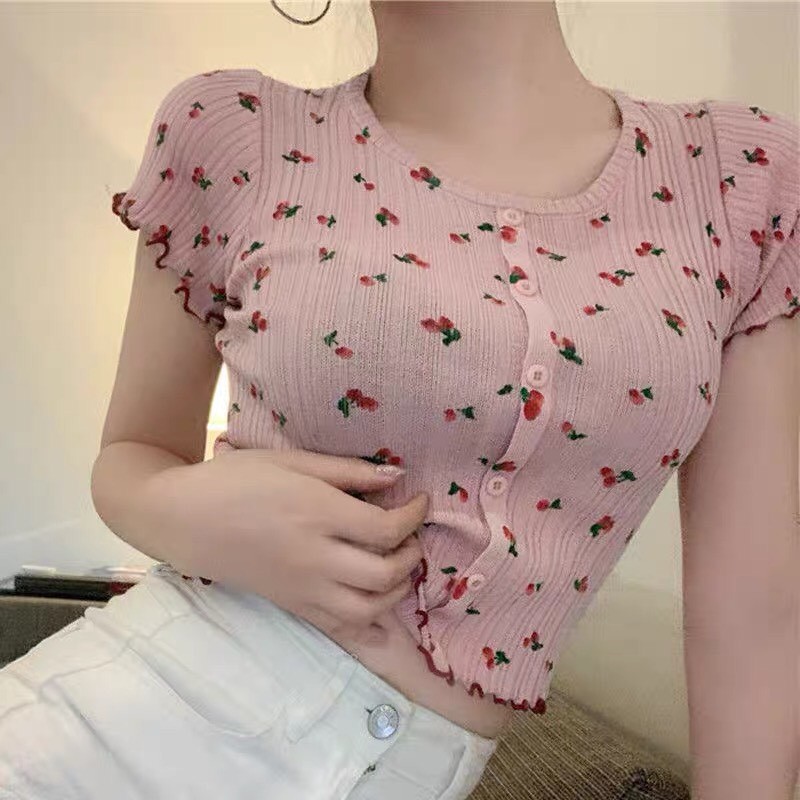 Áo croptop - Áo croptop hoạ tiết cherry dễ thương🍒 | BigBuy360 - bigbuy360.vn