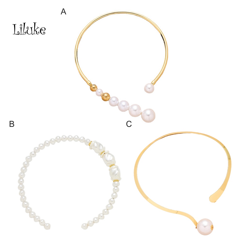 Choker Hợp Kim Đính Ngọc Trai Giả 3 Kiểu Dáng Lựa Chọn