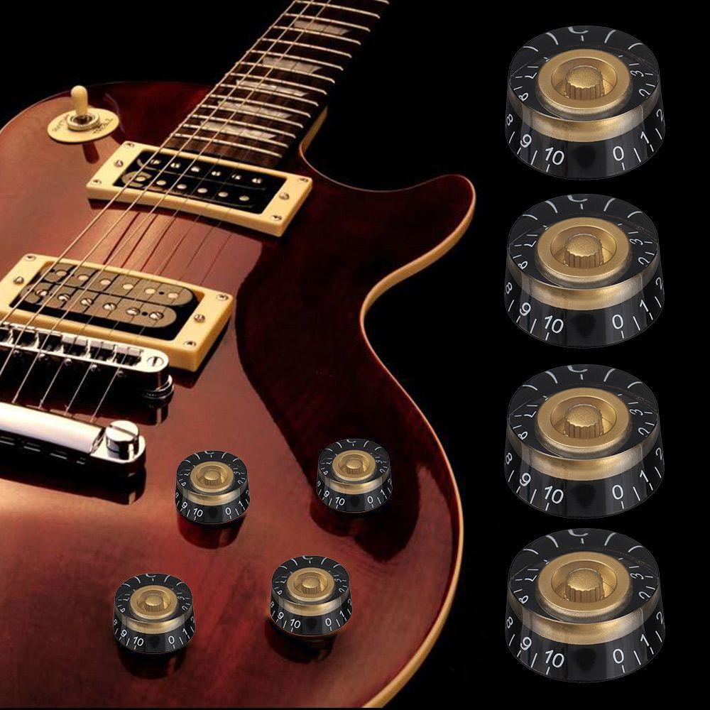 CHOOKEY Nút Điều Chỉnh Âm Lượng Thay Thế Tông Màu Đen &amp; Vàng Với Số Màu Đen Cho Les Paul LP