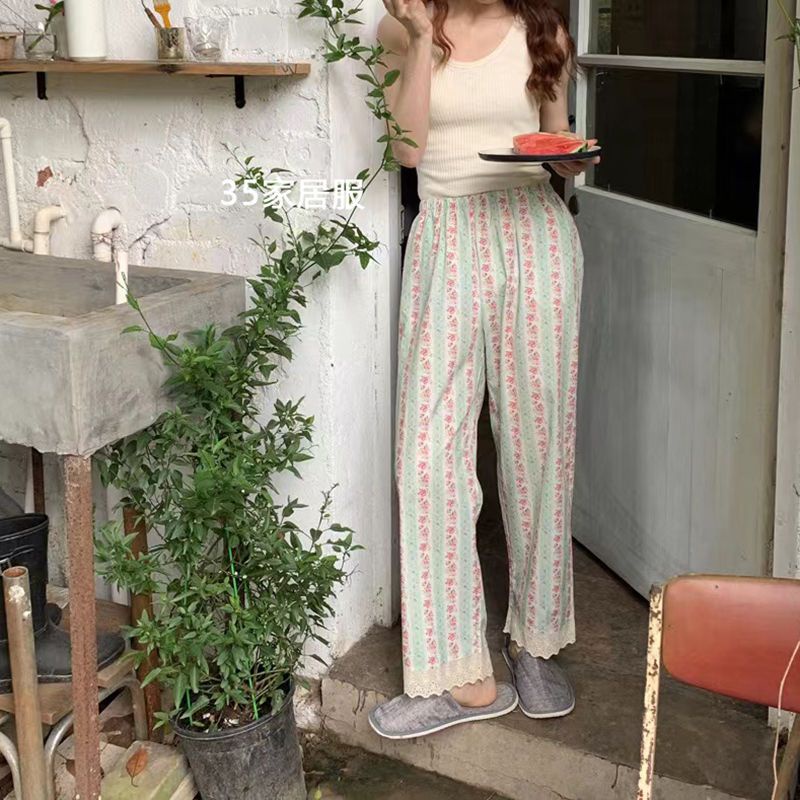 Quần Ngủ Họa Tiết Hoa Phong Cách Retro Hàn Quốc Cho Nữ