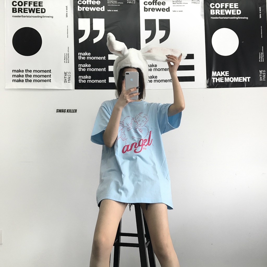 Áo thun tay lỡ ️ ANGEL ️ phông Unisex nam nữ tee oversize form rộng pull Ulzzang Streetwear Hàn Quốc vải mềm