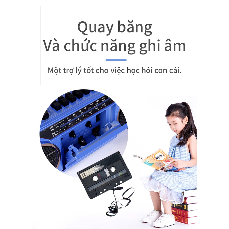 Máy Ghi Âm Bốn Đoạn Công Suất Cao Máy Ghi Âm Đài Phát Thanh Cassette USB Thẻ SD Chức Năng Bluetooth