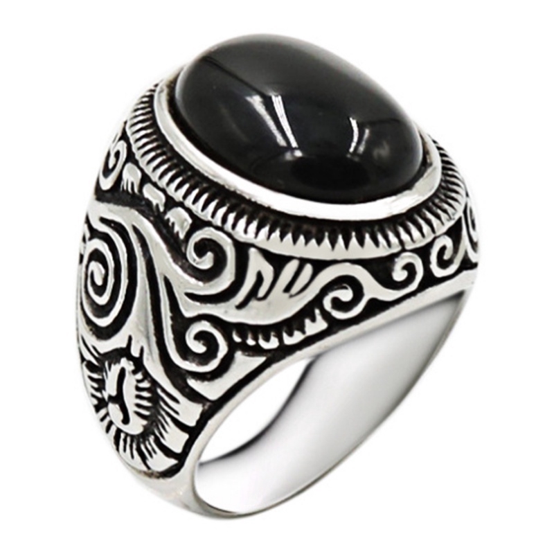 Nhẫn đính ngọc lam phong cách sang trọng cho nam