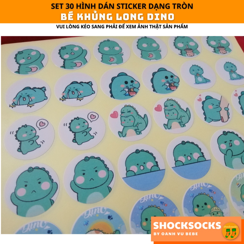 🔥 SET 30 HÌNH DÁN STICKER HÌNH BÉ KHỦNG LONG DINO 🔥