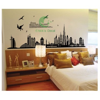 Decal dán tường  Thành phố hiện đại