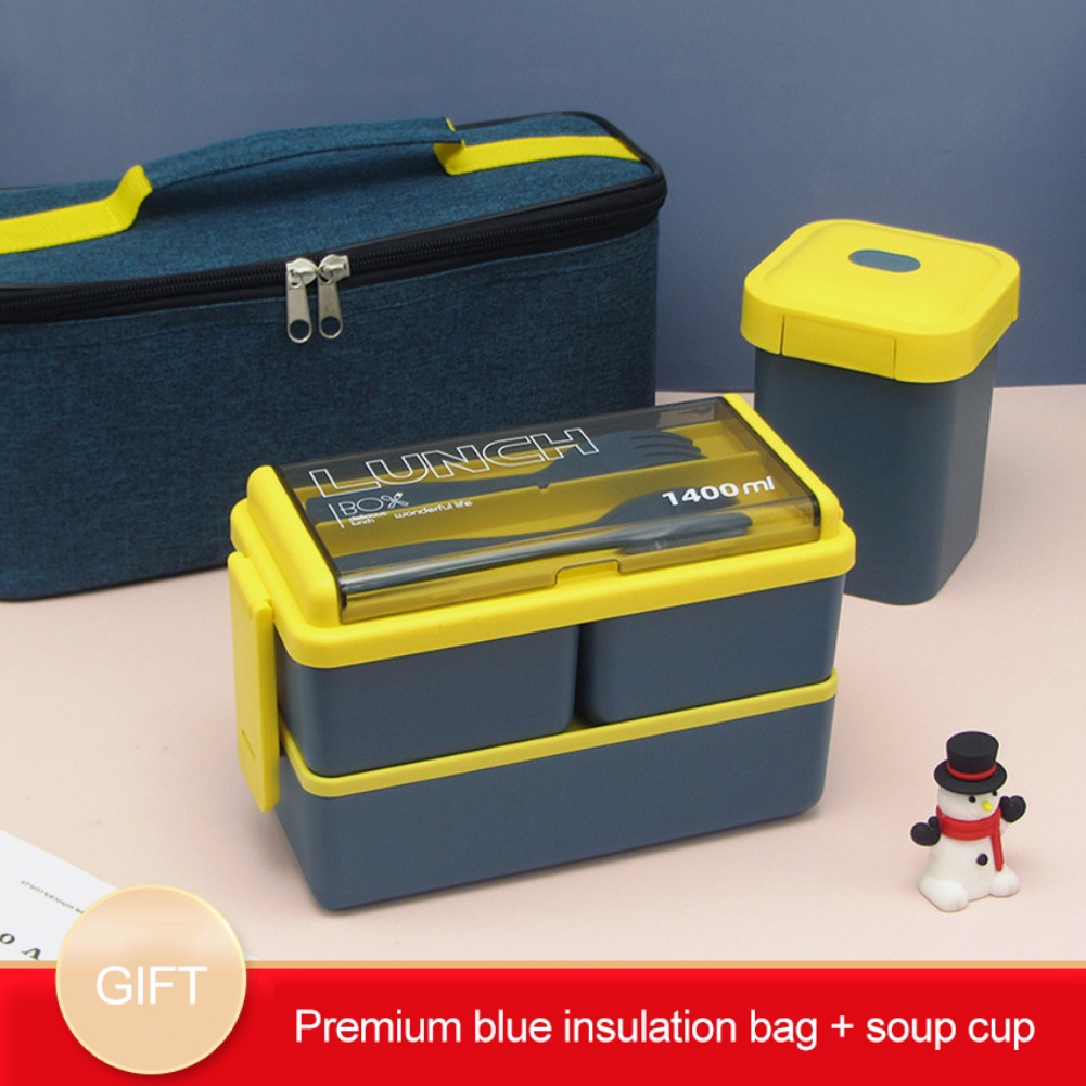 Hộp cơm chất liệu tốt cho sức khỏe 1400ml có nĩa và thìa