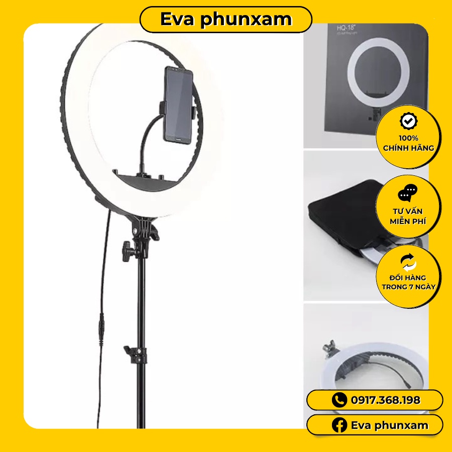 Đèn Led Livestream 45CM HQ18 chính hãng công suất lớn - Đèn Livestream hỗ trợ chụp ảnh quay clip kèm chân thép 2 mét