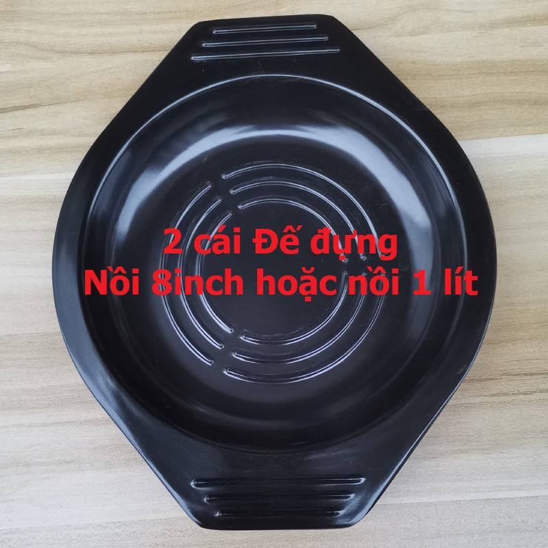 COMBO 2 cái Đĩa đế để kê thố nồi đất đen dùng cho nồi đất 8inch và nồi đất 1 lít
