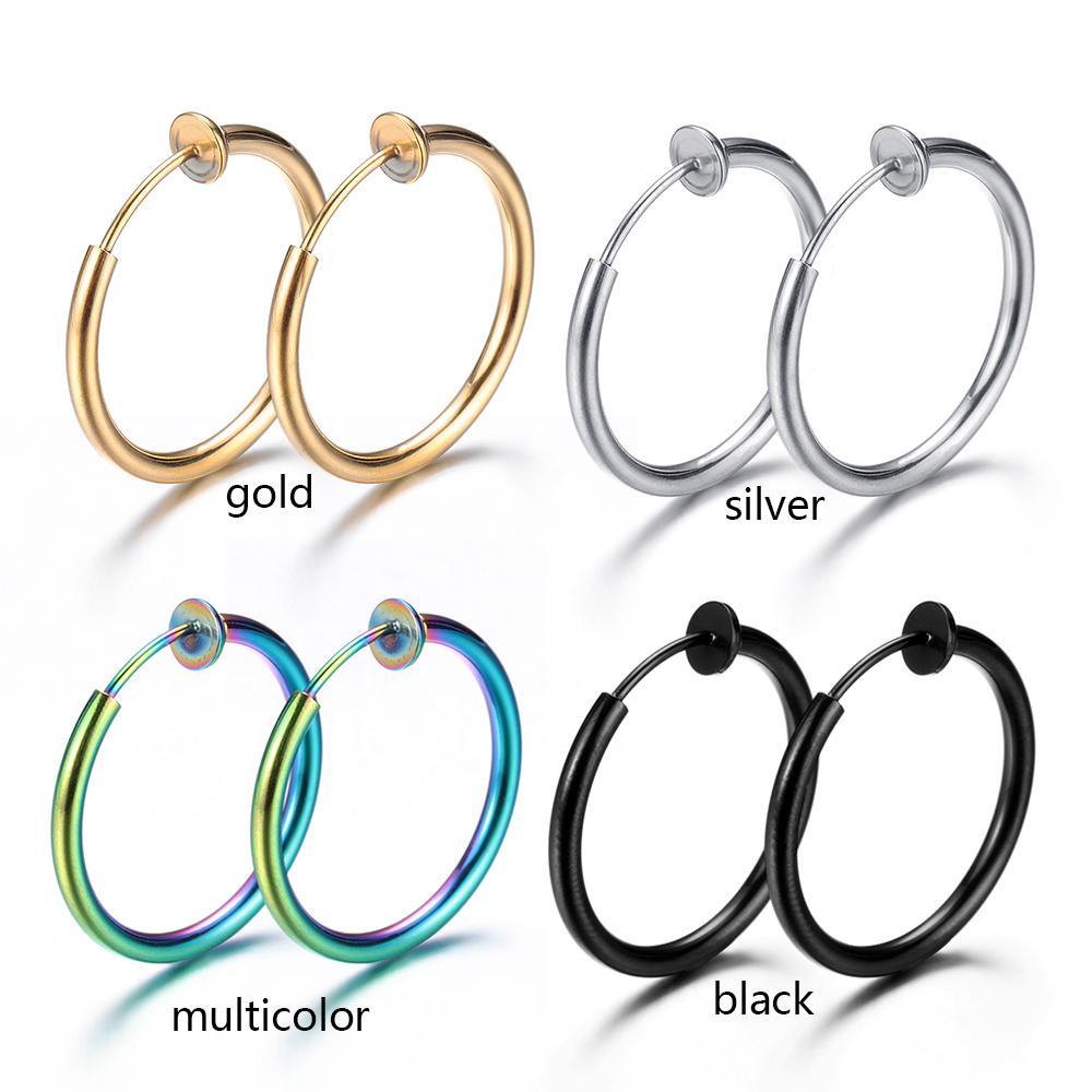 CLEVER HUGGIES Khuyên Tai Tròn Bằng Thép Không Gỉ Mới Cho Nam Và Nữ