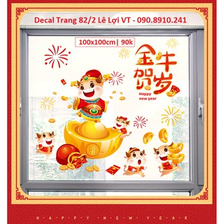 Decal tết 2021 - Đàn trâu bên thỏi vàng lớn