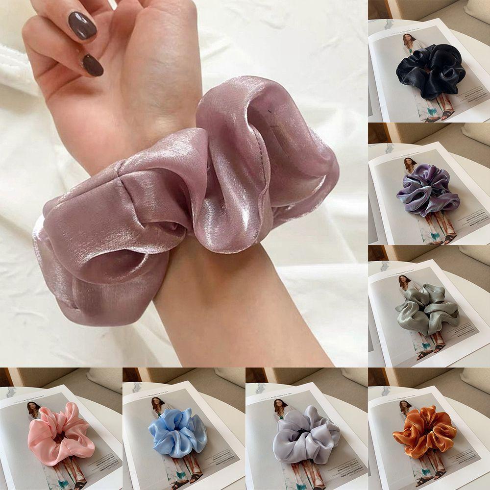ZAIJIE24 Dây Buộc Tóc Đuôi Ngựa Bằng Lụa Satin Co Giãn Cho Nữ