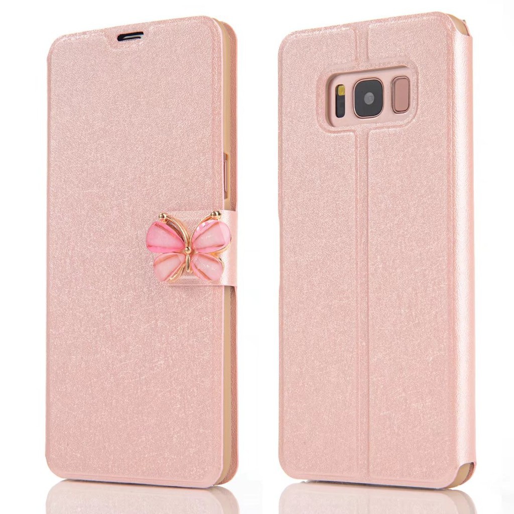 Bao da kim tuyến đính bươm bướm trang trí cho Samsung Note 3 4