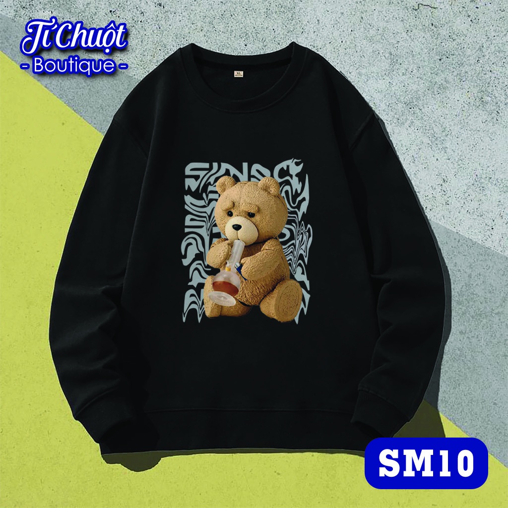 Áo sweater mikenco gấu, áo tay dài nỉ bông mikenco con gấu nam nữ form rộng thu đông - Tí Chuột Studio
