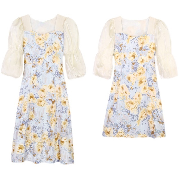 Đầm Hoa Cổ Vuông Dáng Ôm Xẻ Tà Thời Trang Mùa Hè Hàng Mới Ngọt Ngào Cho Bạn Gái