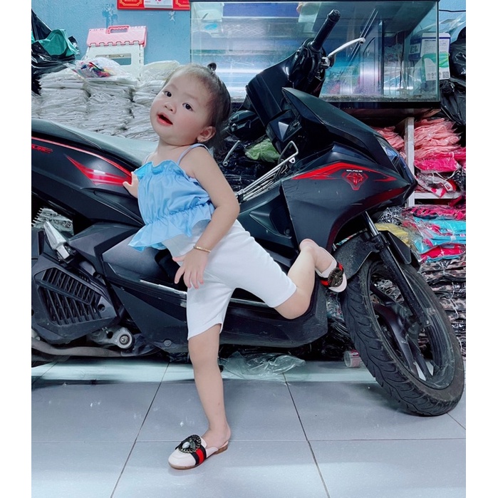 Áo Thun Lụa 2 Dây Nhún Xoè Bé Gái Dễ Phối Đồ Nhiều Kiểu