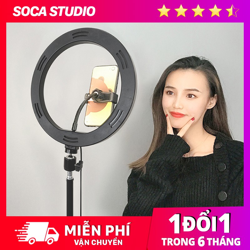 Đèn Livestream 26cm Hỗ trợ Ánh Sáng Quay Video, Chụp ảnh, Makeup