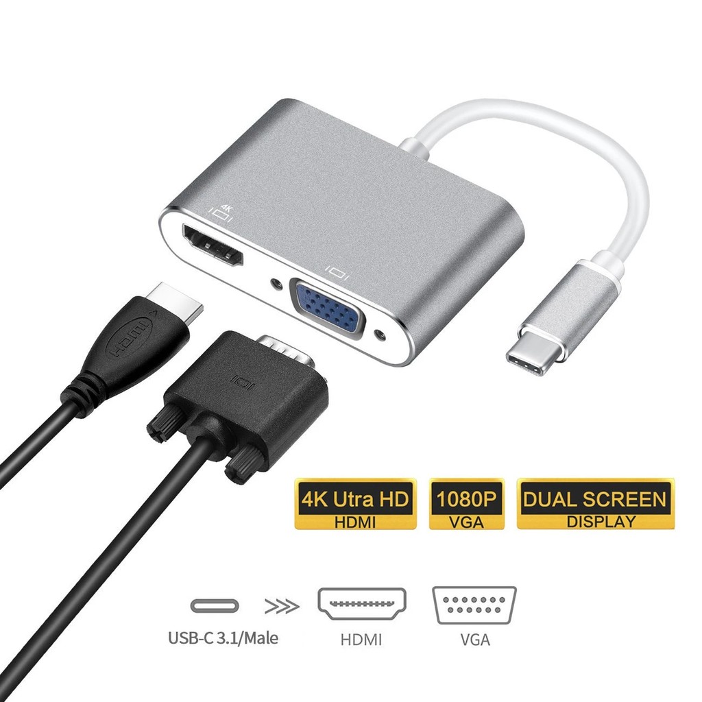 Bộ chuyển đổi cổng Type-C sang HDMI + VGA độ nét cao chuyên dụng chất lượng