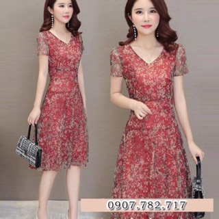 Đầm trung niên form dài sang trọng