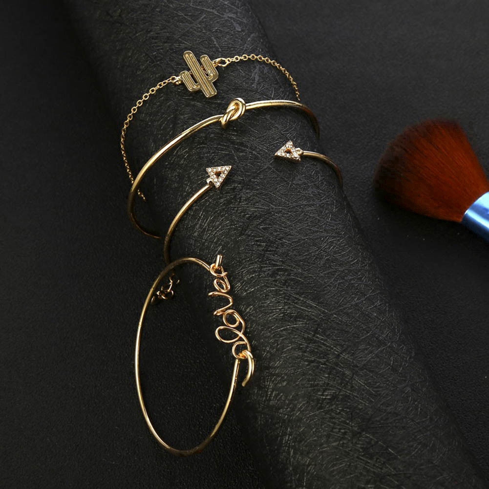 Bộ vòng đeo tay 4 cái mạ vàng dành cho nữ sang trọng thời trang | BigBuy360 - bigbuy360.vn