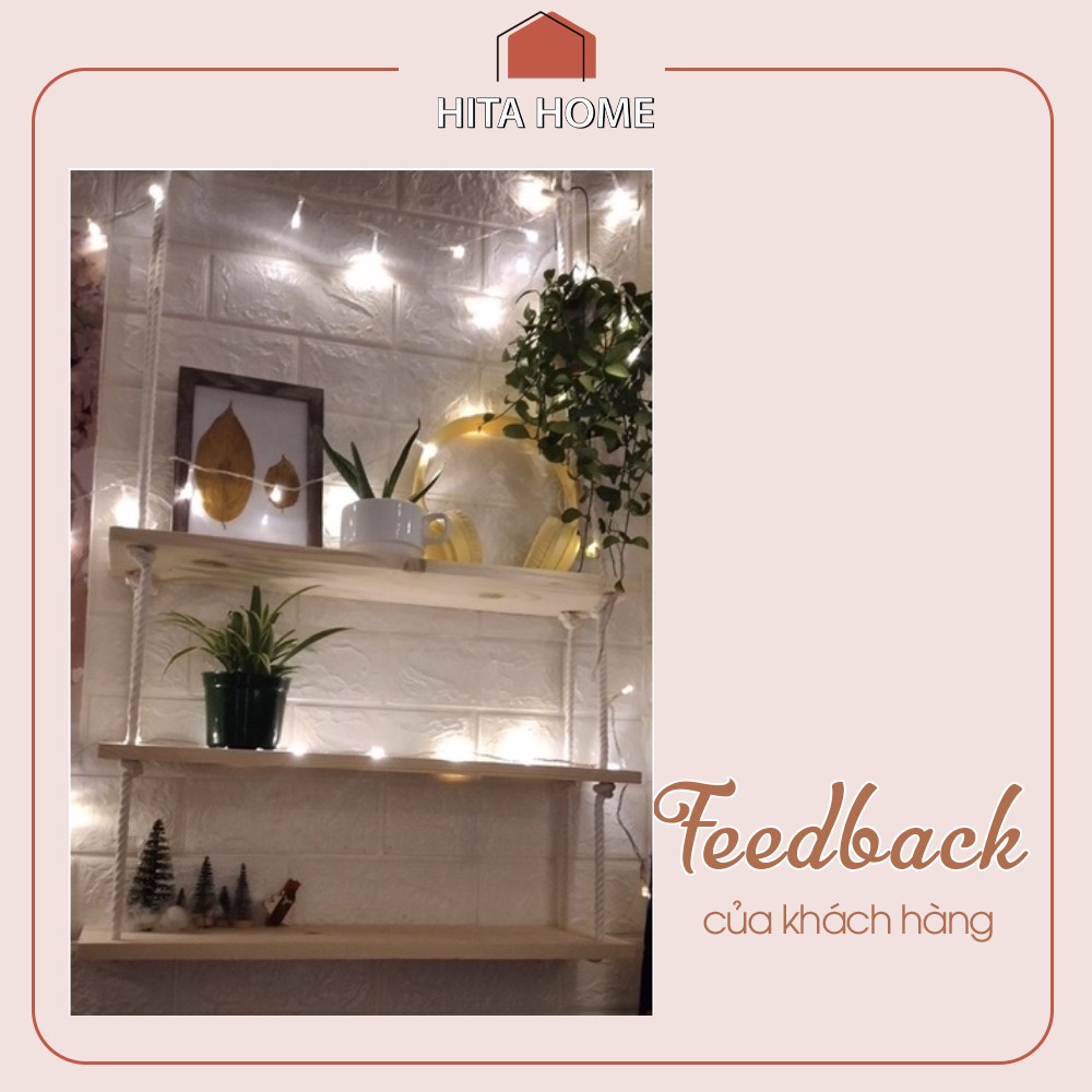Kệ gỗ treo tường loại 3 tầng, phòng ngủ, phòng sách, ban công decor đẹp kích thước 10x30