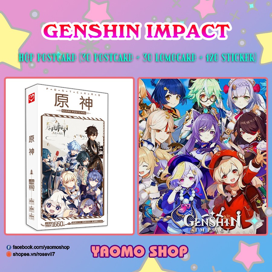 Hộp postcard GENSHIN IMPACT - móc khóa, huy hiệu, ... - hộp postcard game / manga / anime / đam mỹ / tiểu thuyết