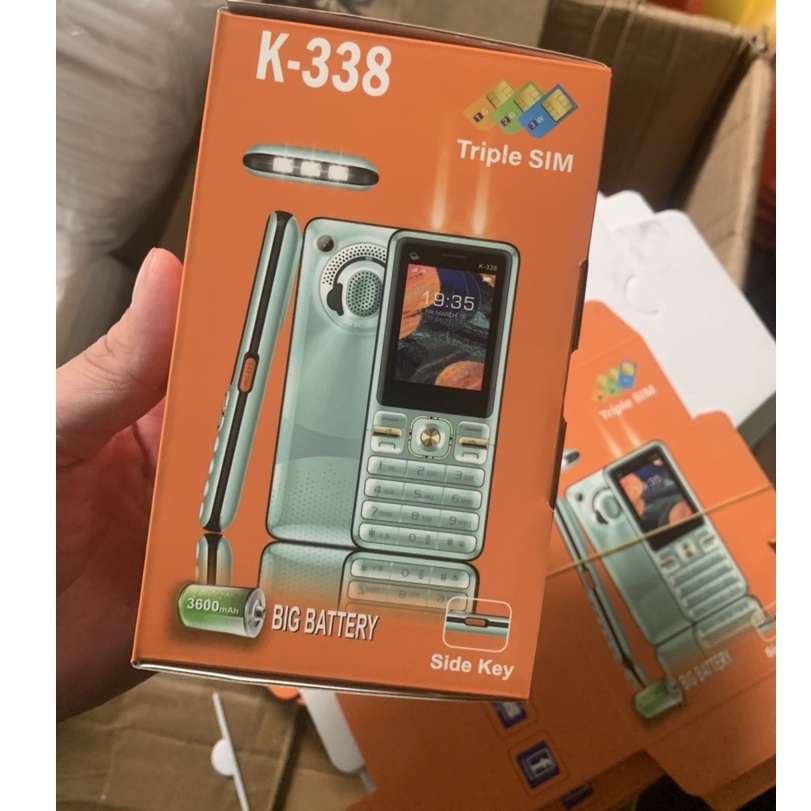 Điện thoại 3 sim K-338 Ghi âm cuộc gọi, Màn lớn Pin khủng đèn siêu sáng