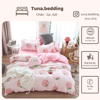 Chăn ga poly đào hồng - bộ vỏ chăn ga gối - hàng nhập