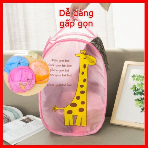 Sọt đựng quần áo giỏ rổ để đồ bẩn gấp gọn tiết kiệm không gian căn hộ màu hồng vàng xanh